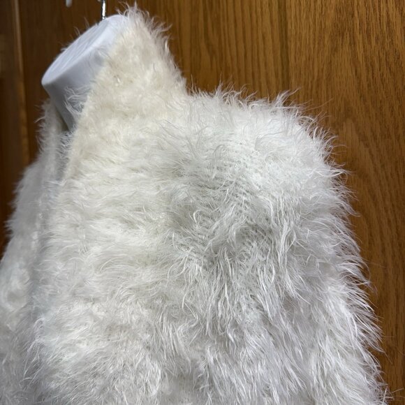 Anthropologie Knitted & Knotted Cream Faux Fur Open Front Cardigan - XS - Picture 2 of 4